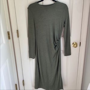 Banana republic midi long sleeve green dress
